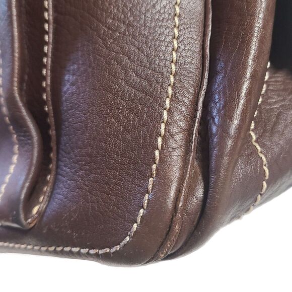 Celine Dark Brown Leather Satchel with Gold Accents - Picture 5 of 10